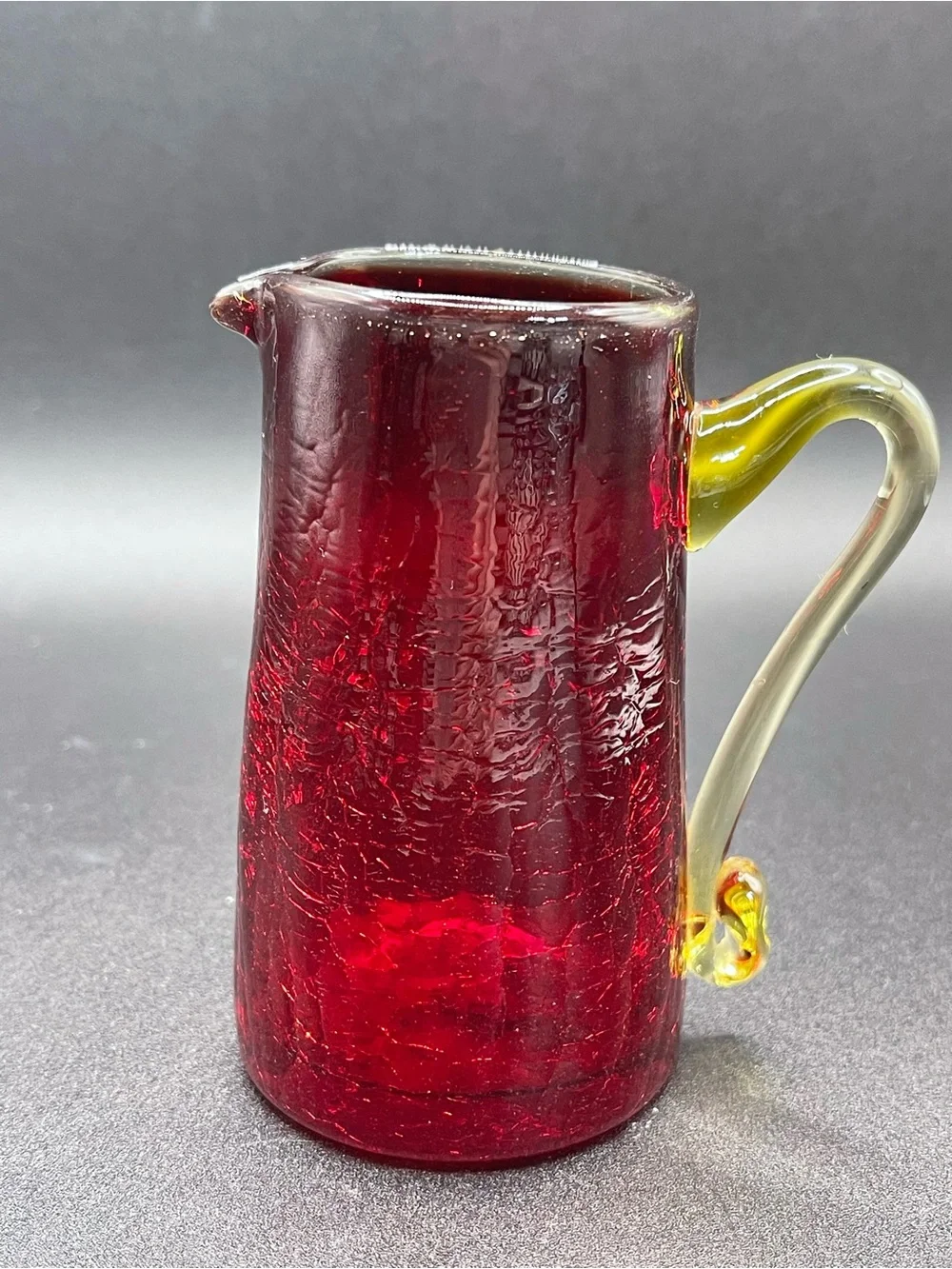 Vintage Pilgrim Red Crackle Glass Mini Pitcher